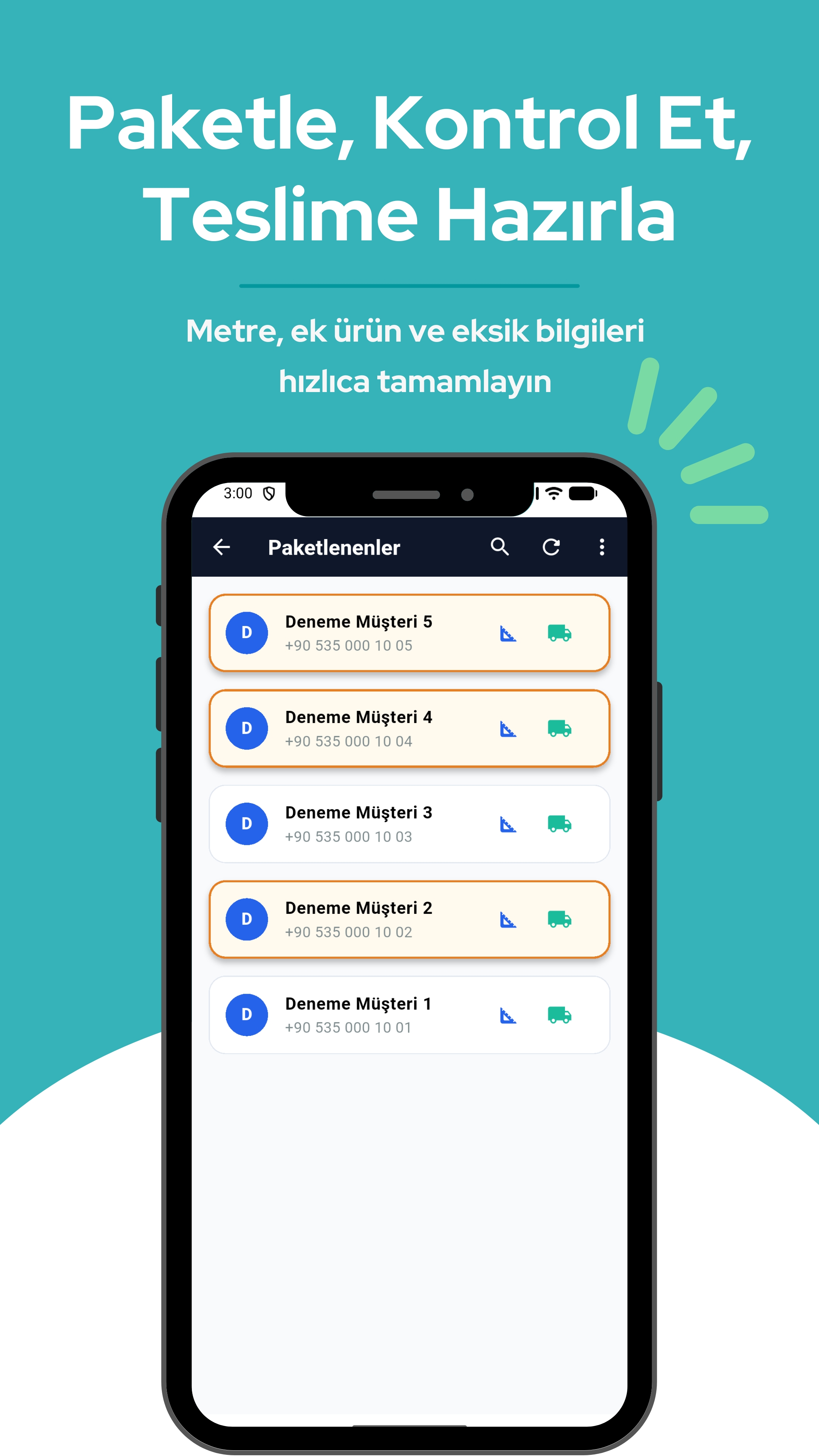 Paketlenenler listesi