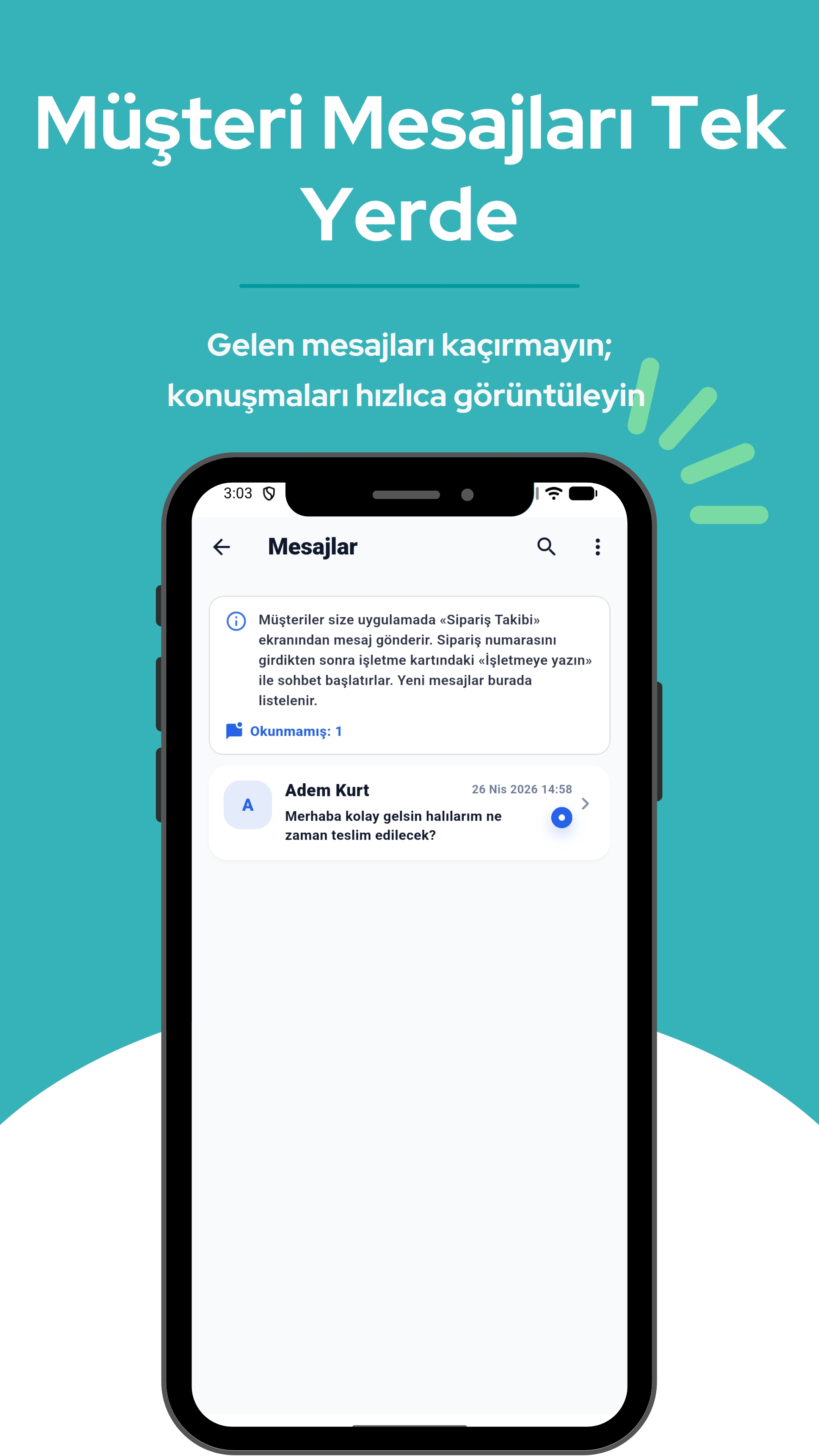 Müşteri mesajları gelen kutusu